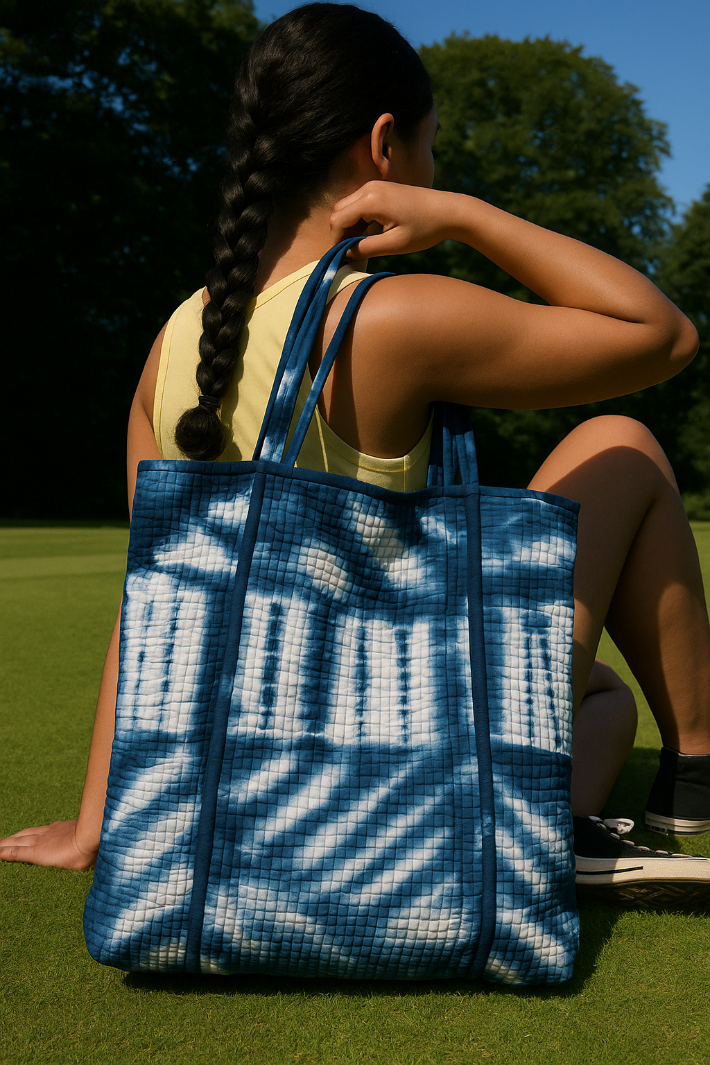 Reversible Blue Multipattern Tote Bag – Indigo Mix