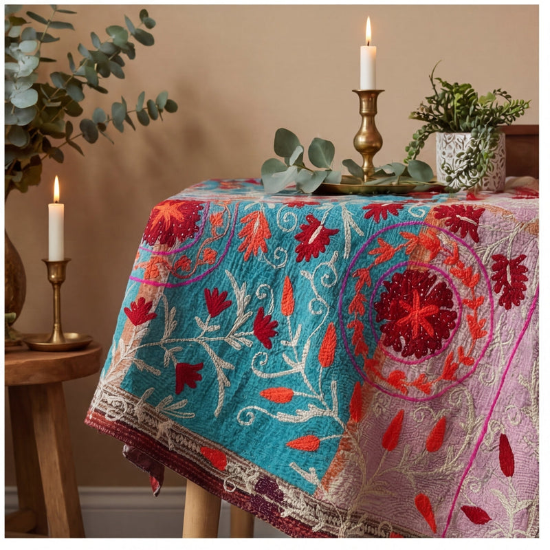 Vintage Cotton Suzani Kantha Throw