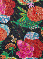 Bengal Rubellite Cotton Hand-Made Kantha Throw Blanket