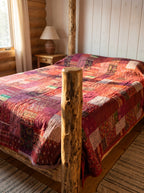 Stone Terracotta Handmade Patola Kantha King Bedspread