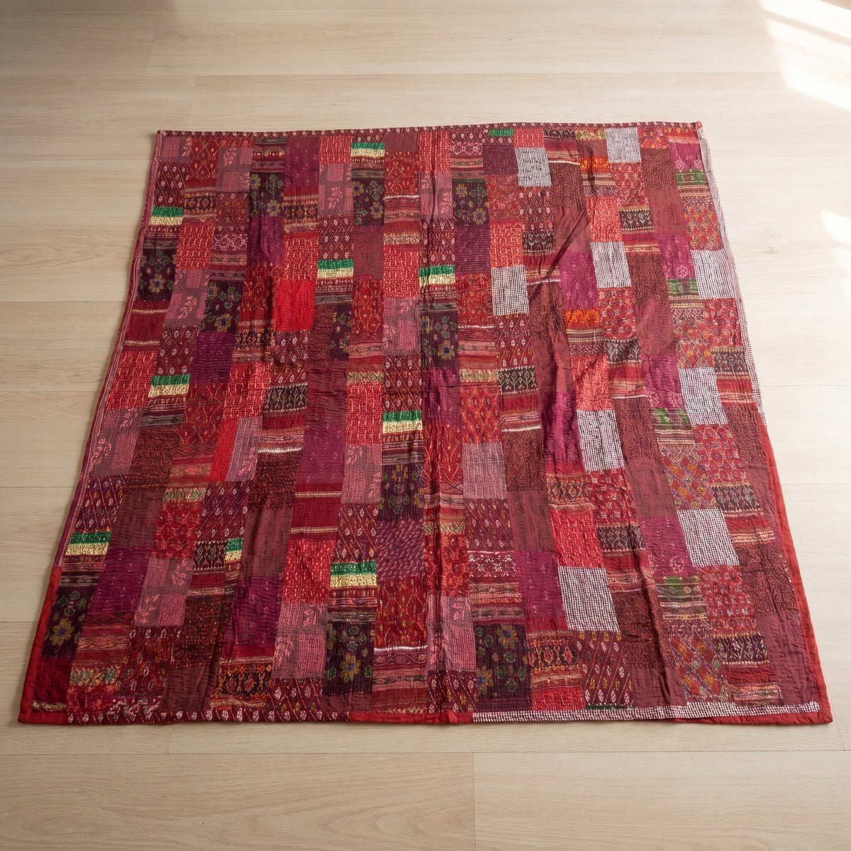 Stone Terracotta Handmade Patola Kantha King Bedspread