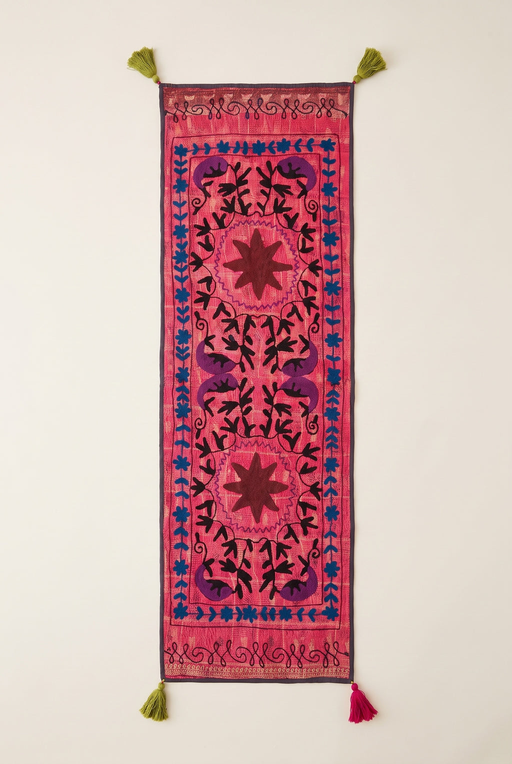Woodland Bloom Exclusive Hand Embroidered Suzani Kantha Runner