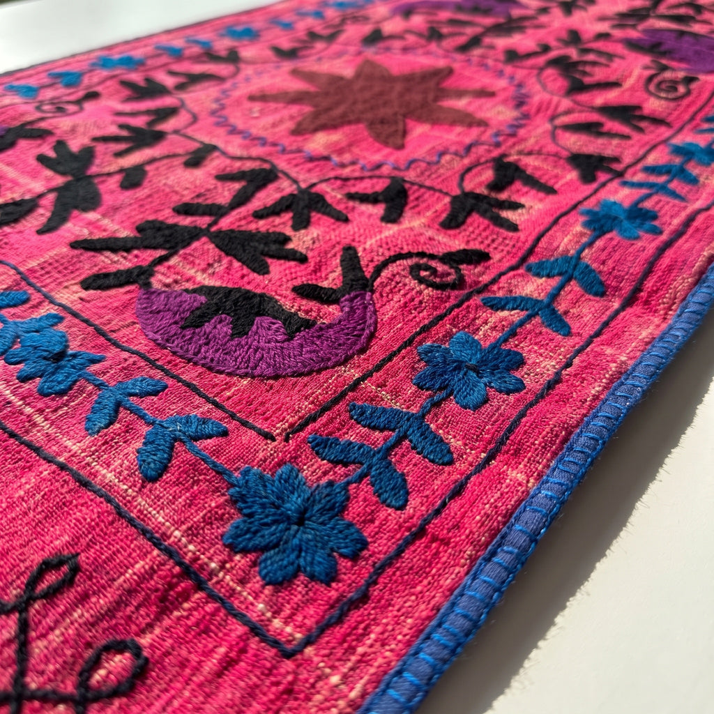 Woodland Bloom Exclusive Hand Embroidered Suzani Kantha Runner