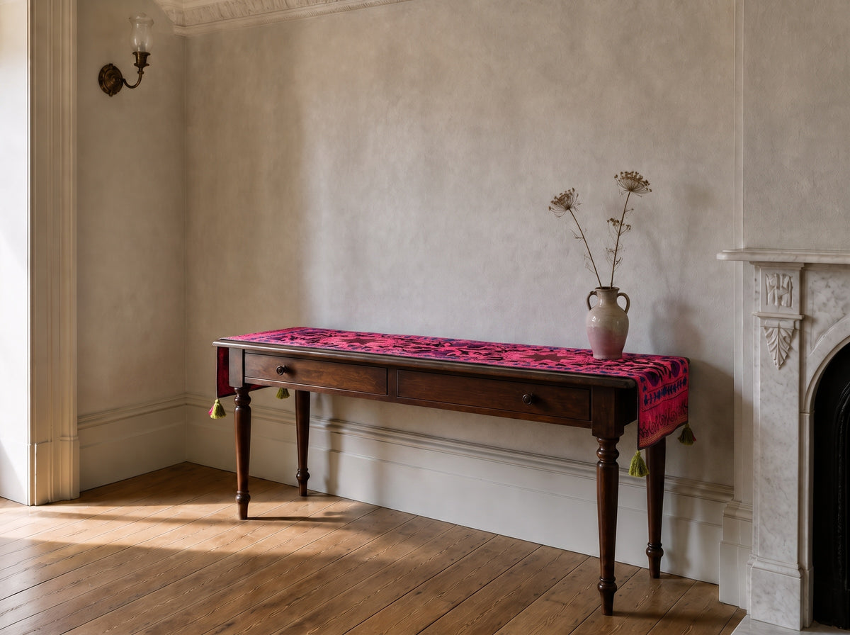 Woodland Bloom Exclusive Hand Embroidered Suzani Kantha Runner