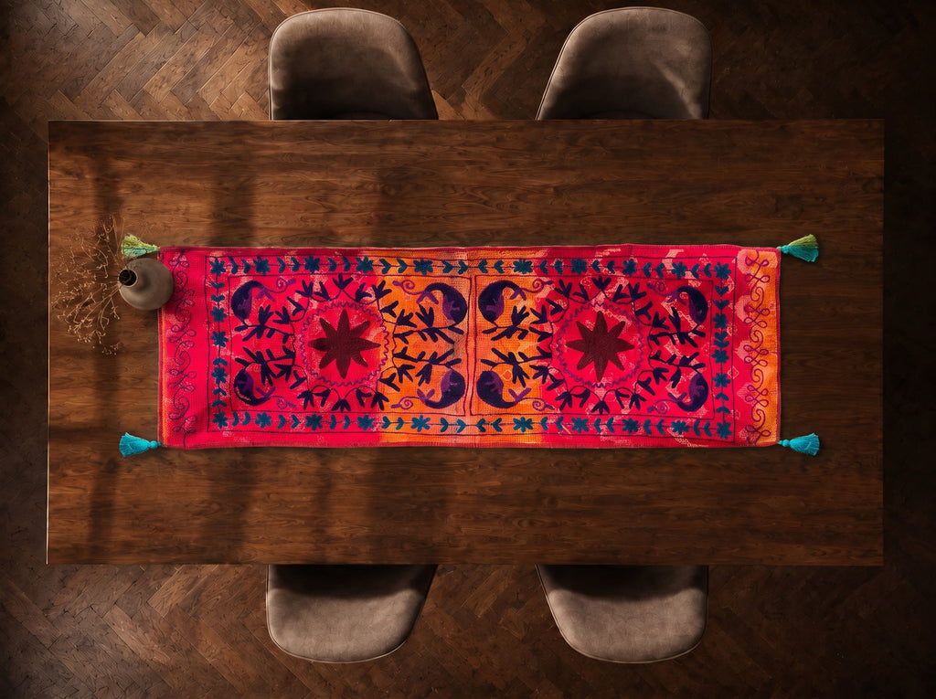 Cedar Garden Exclusive Hand Embroidered Suzani Kantha Runner
