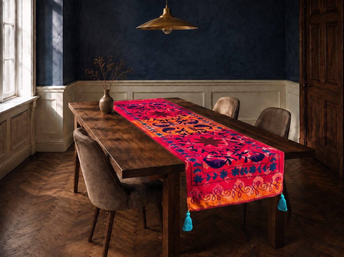 Cedar Garden Exclusive Hand Embroidered Suzani Kantha Runner