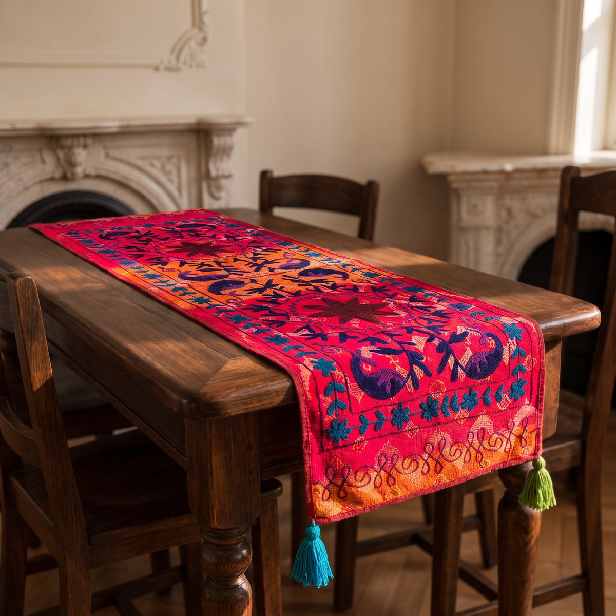 Cedar Garden Exclusive Hand Embroidered Suzani Kantha Runner