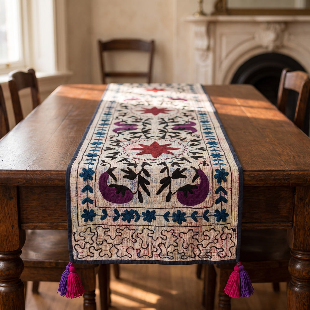Lakehouse Meadow Exclusive Hand Embroidered Suzani Kantha Runner