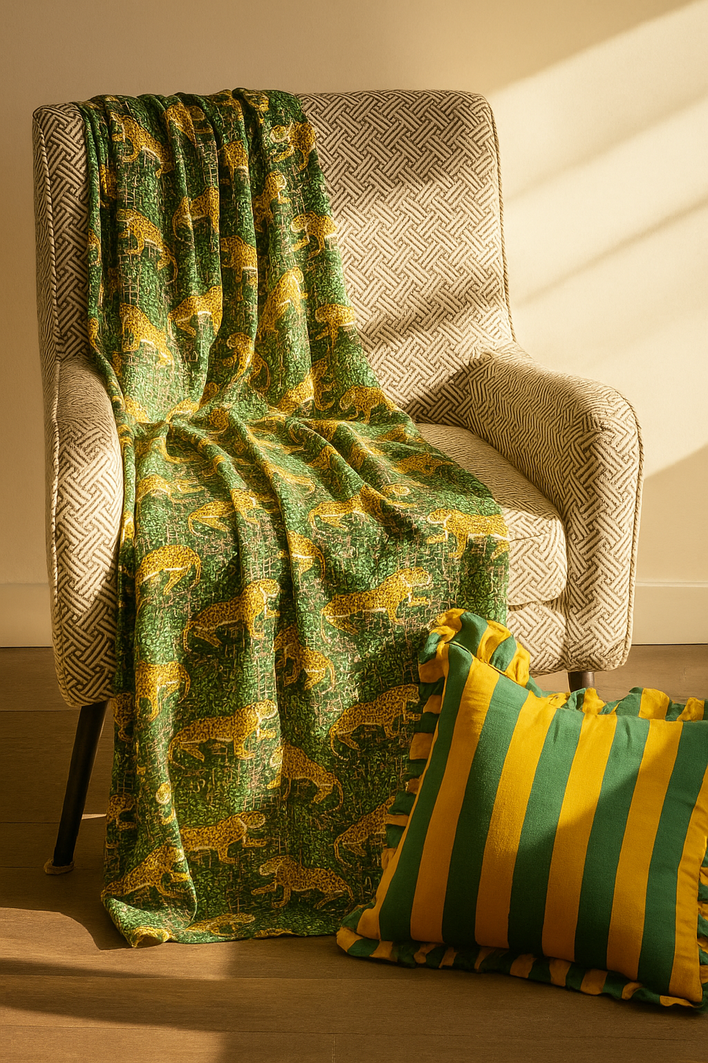 Chirping Skies Hand-Made Kantha Throw Blanket