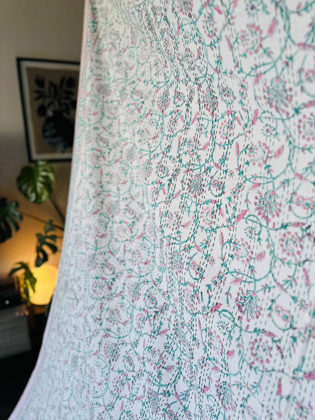 Heritage Indigo Handmade Kantha Queen bedspread