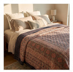 Serene Mist Handmade Ajrakh Queen Bedspread