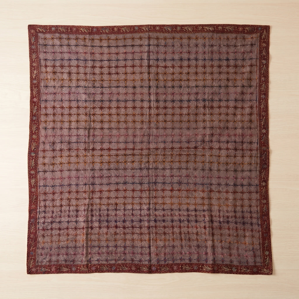 Golden Dawn ancient Aari work  Queen Bedspread