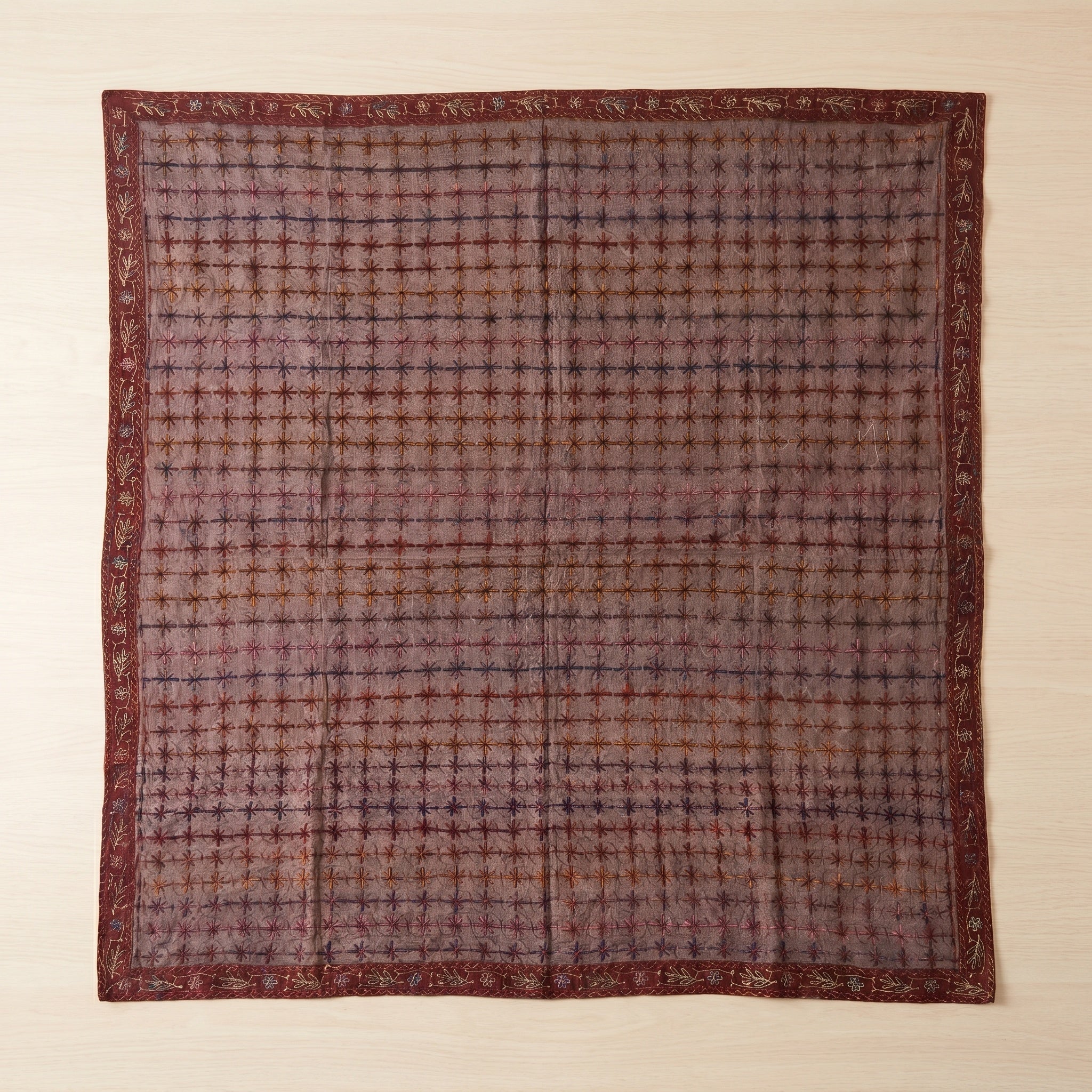 Golden Dawn ancient Aari work  Queen Bedspread