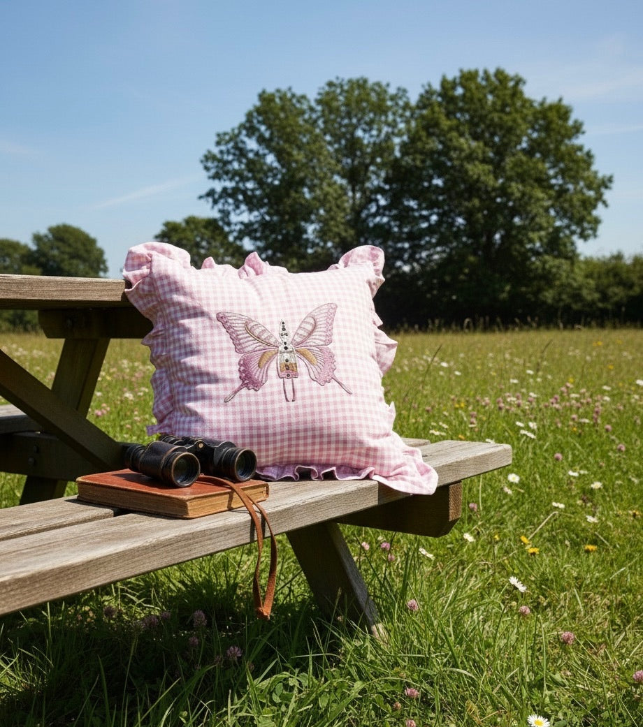 Whimsical Pink Stripes Cushion Cover