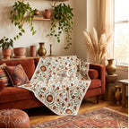 Winding Willow Hand-Embroidered Cotton Suzani Throw