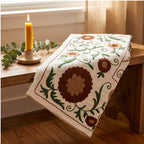 Winding Willow Hand-Embroidered Cotton Suzani Throw