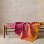Lotus Haze Vintage Cotton Kantha Throw
