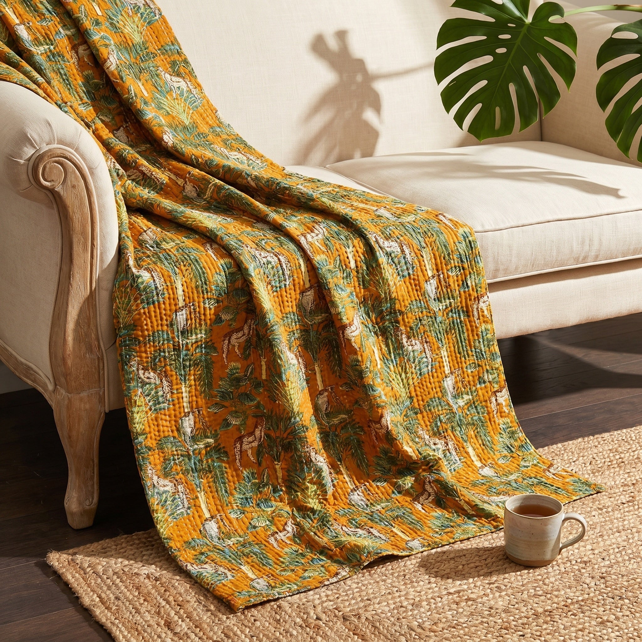 Loom Mist Cotton Reversible Kantha Throw
