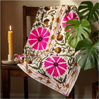 Settling Sorrel Hand-Embroidered Velvet Suzani Throw