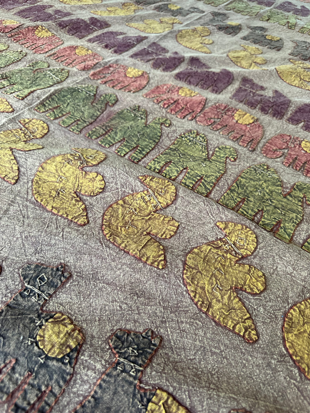 Fern Whisper Handmade Appliqué Queen Bedspread