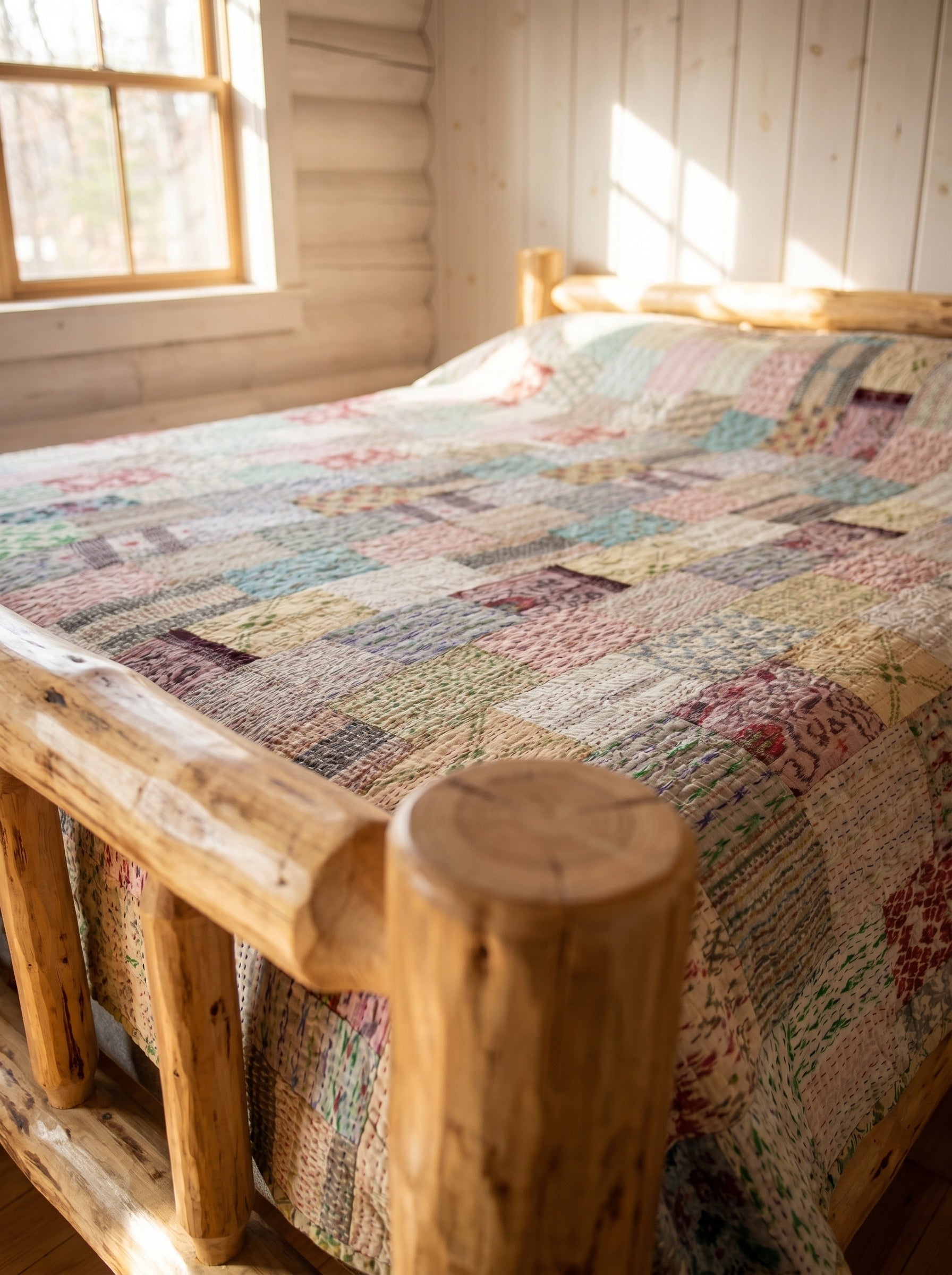 Saffron Fern Luxury Patola Kantha King Bedspread
