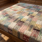 Saffron Fern Luxury Patola Kantha King Bedspread