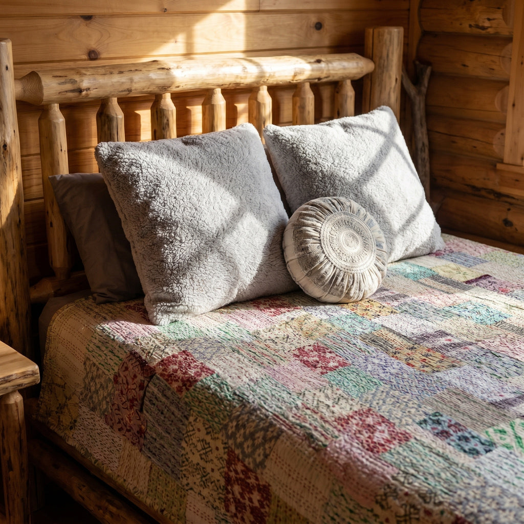 Saffron Fern Luxury Patola Kantha King Bedspread
