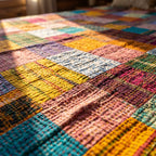 Saffron Verse Handmade Patola Kantha Bedspread