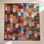 Saffron Verse Handmade Patola Kantha Bedspread