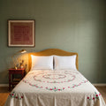 Verdant Fern Embroidered Cotton Queen Bedspread