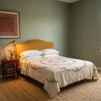 Verdant Fern Embroidered Cotton Queen Bedspread