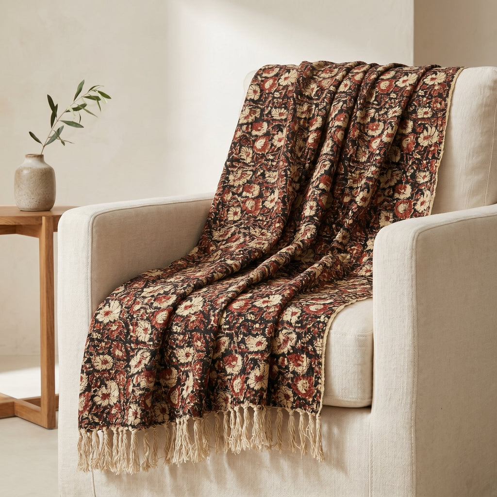 Zen Dawn Handmade Bagru Block Print Throw