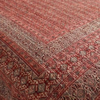 Couvre-lit Queen en Kantha Ajrak Fait Main Cramoisi Indigo