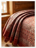 Couvre-lit Queen en Kantha Ajrak Fait Main Cramoisi Indigo