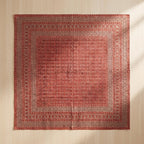 Couvre-lit Queen en Kantha Ajrak Fait Main Cramoisi Indigo