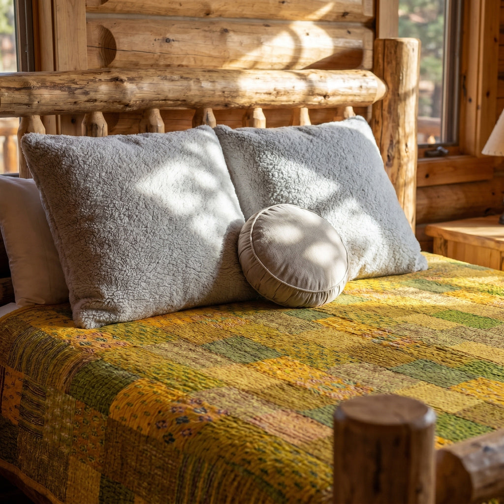 Deep Rust Handmade Patola Kantha Bedspread