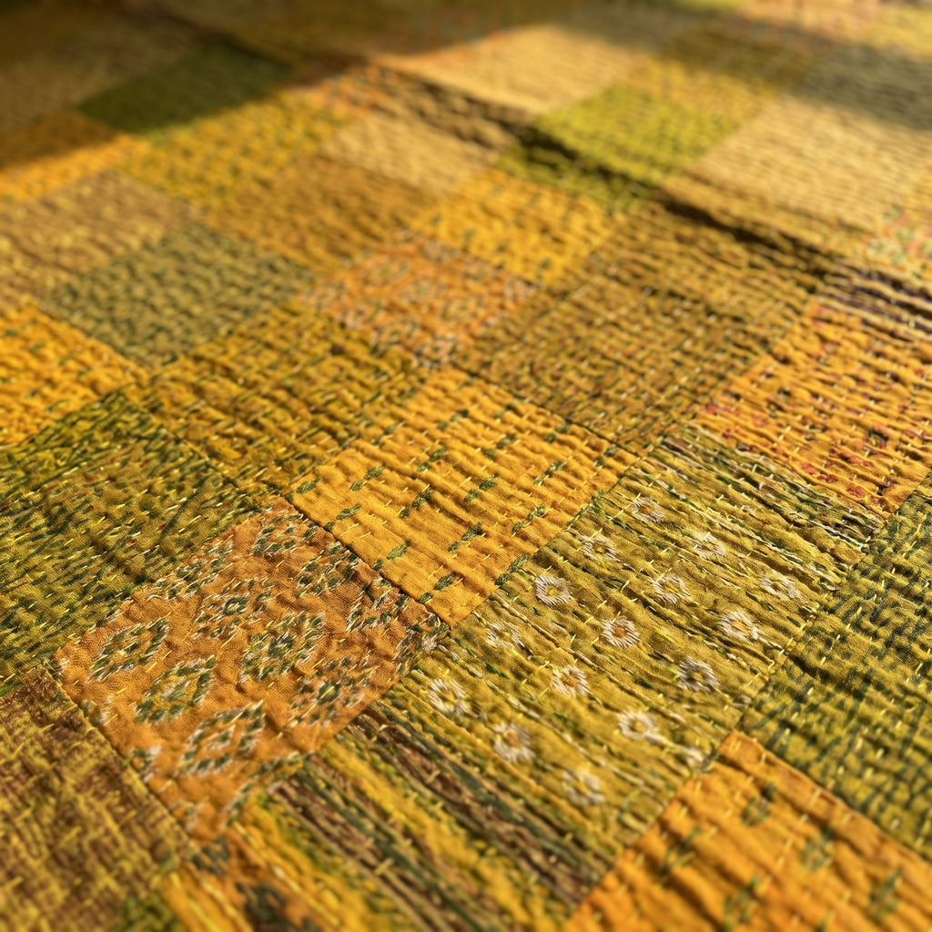 Deep Rust Handmade Patola Kantha Bedspread