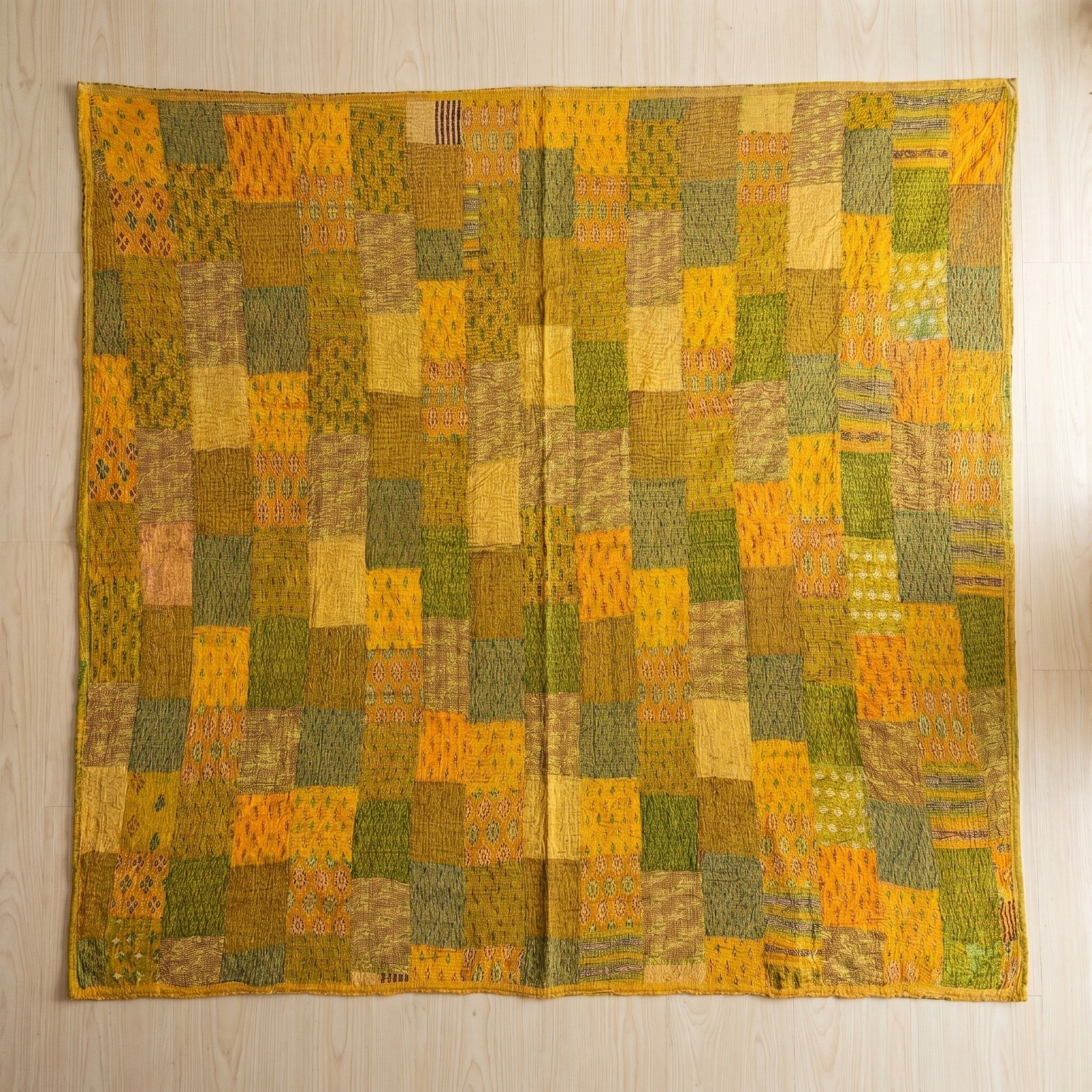 Deep Rust Handmade Patola Kantha Bedspread