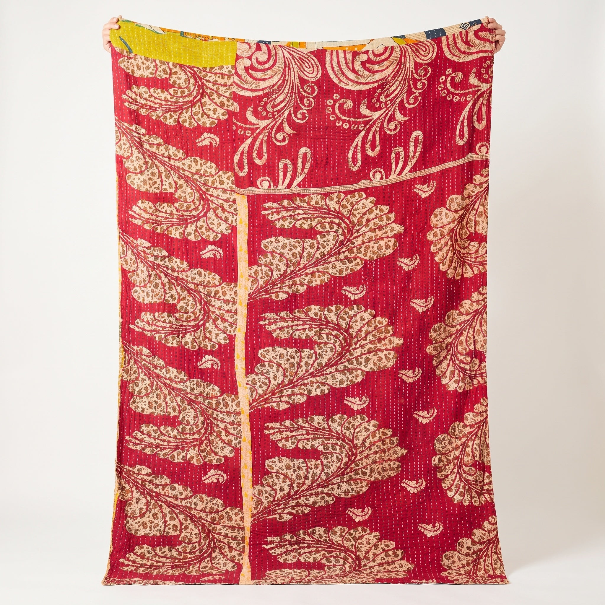 Dream Bloom Vintage Cotton Kantha Throw