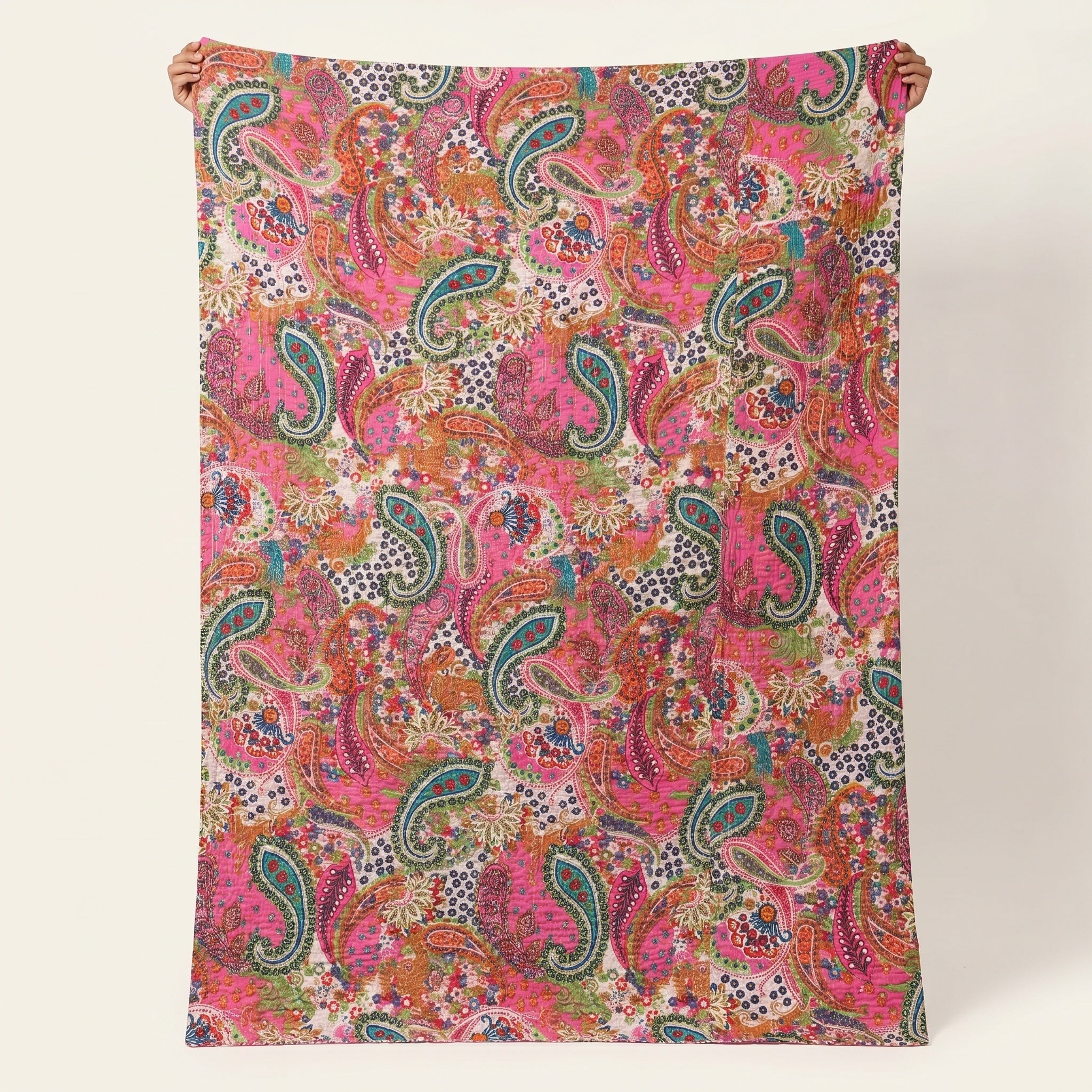 Dawn Terracotta Cotton Reversible Kantha Throw
