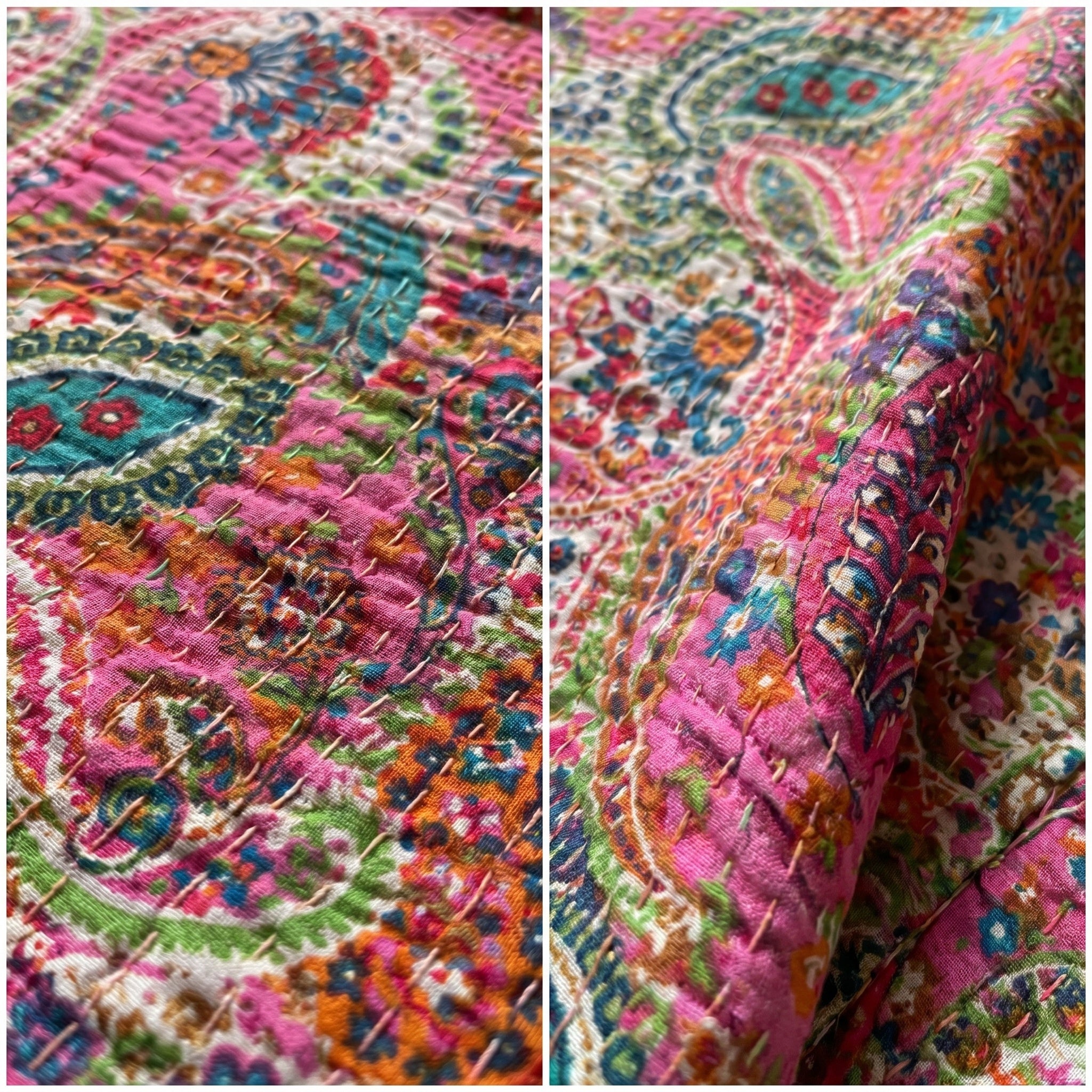 Dawn Terracotta Cotton Reversible Kantha Throw