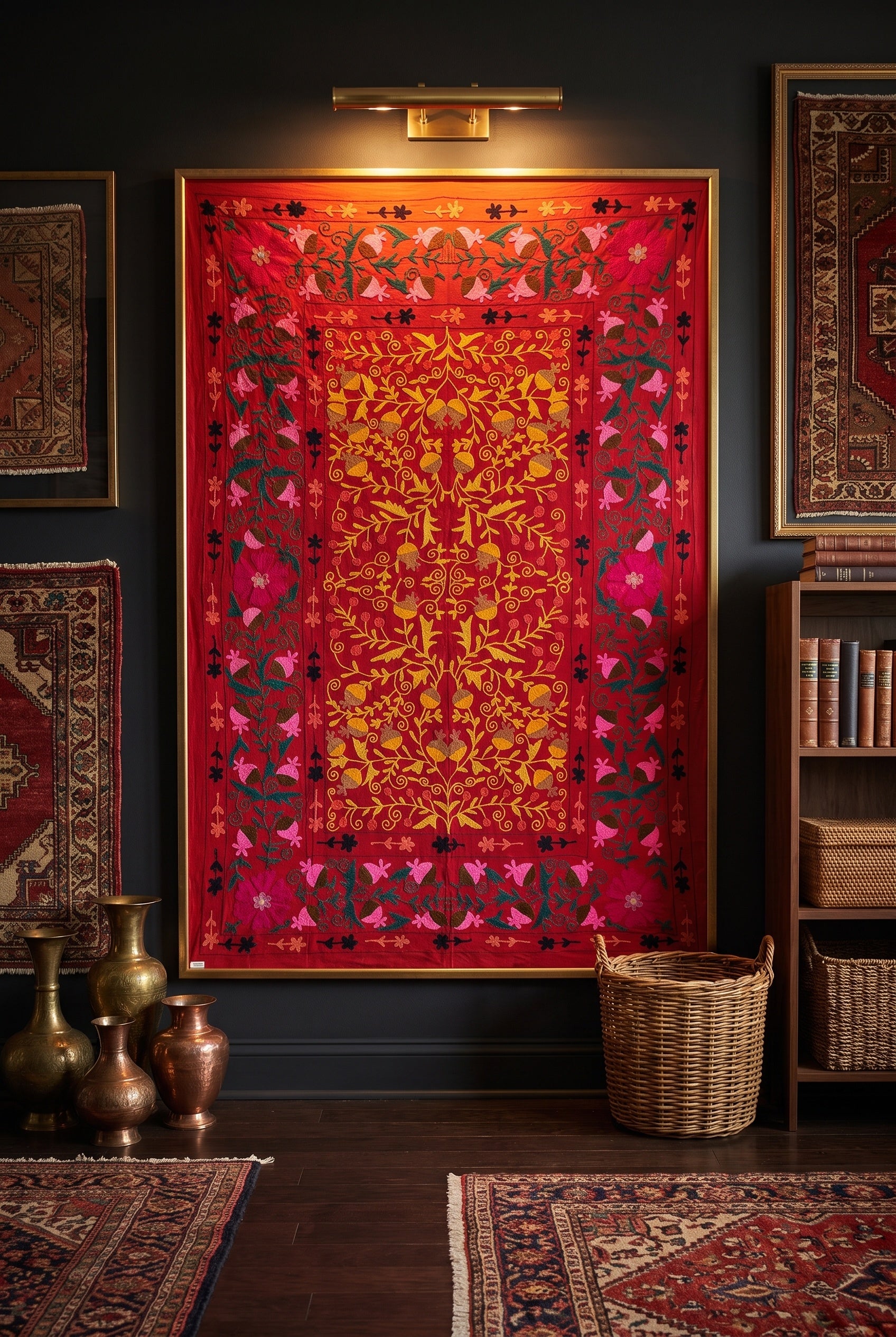 Dappled Dell Hand-Embroidered Cotton Suzani Throw