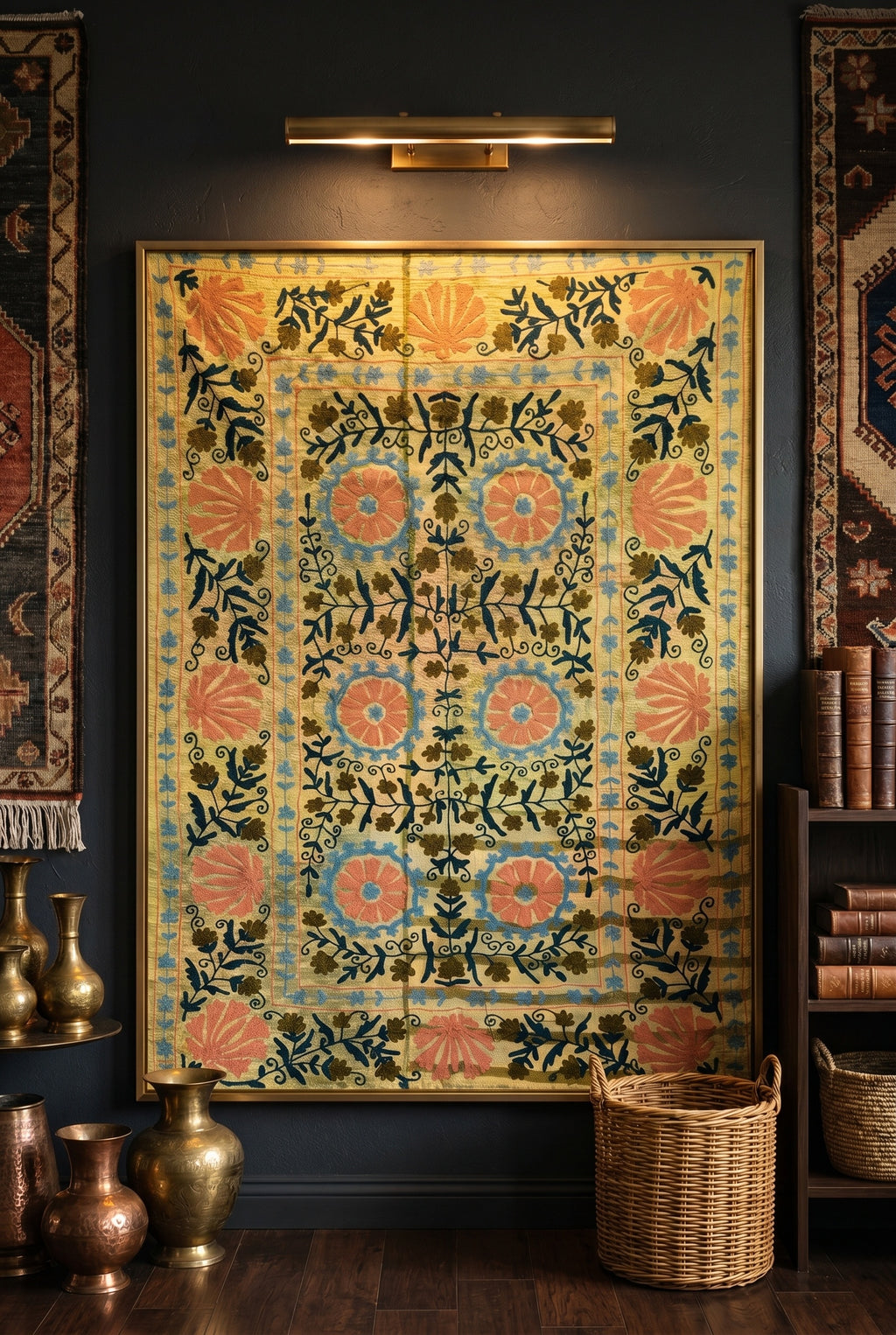 Soft Fern Luxury Vintage Suzani Kantha Throw