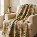 Soft Fern Luxury Vintage Suzani Kantha Throw