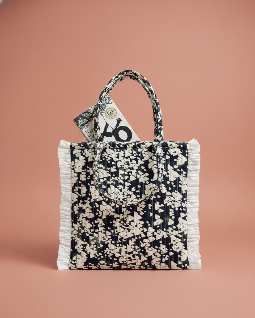 Black Pendants Ruffle Tote Bag