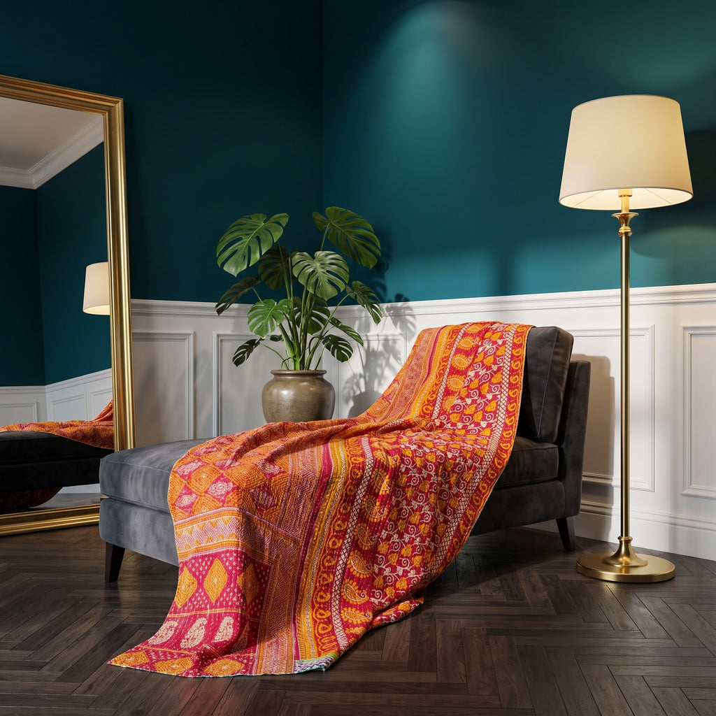 Nomad Stone Vintage Cotton Kantha Throw