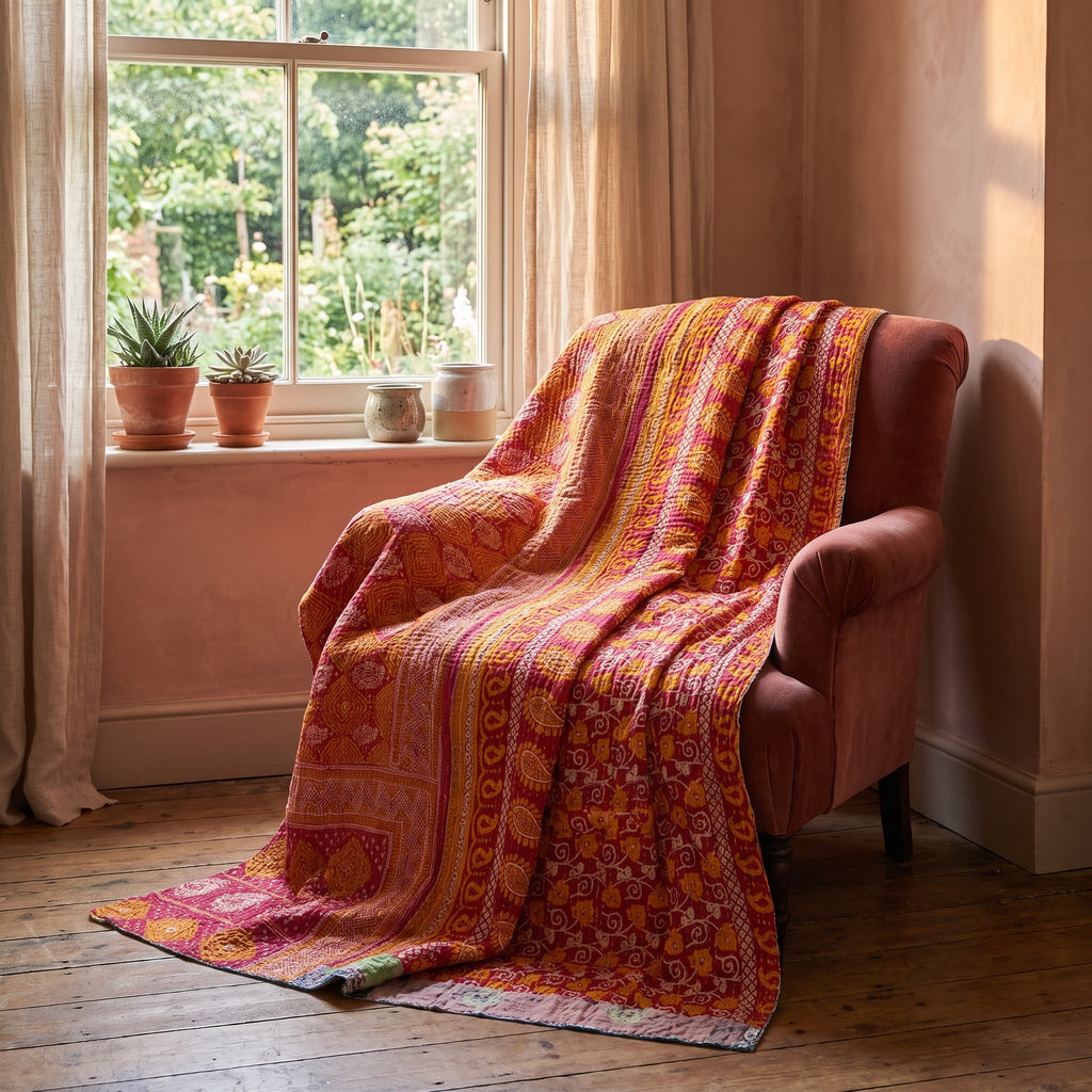 Nomad Stone Vintage Cotton Kantha Throw