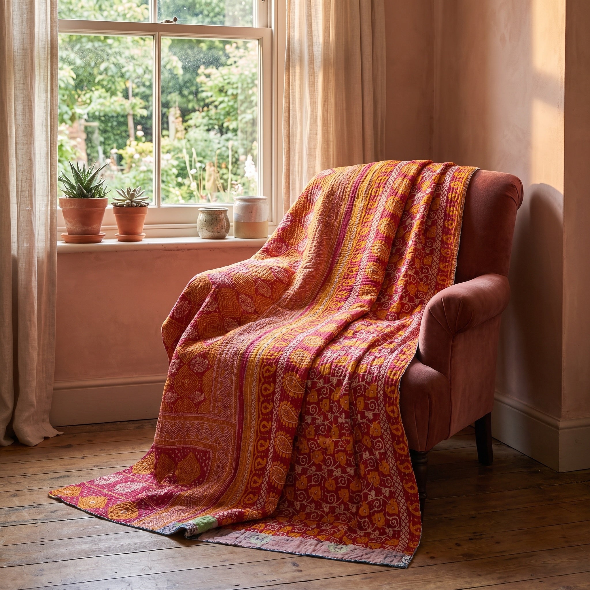 Nomad Stone Vintage Cotton Kantha Throw