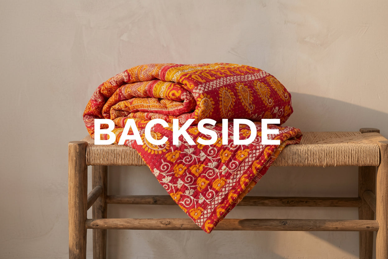 Jeté de lit en coton Kantha Nomad Stone Vintage