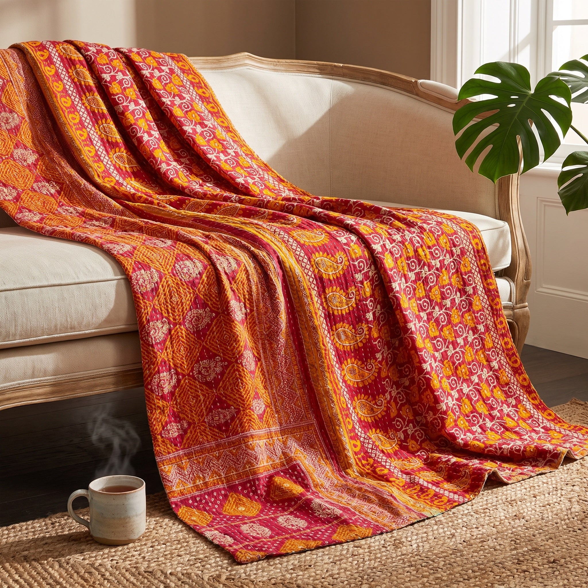 Nomad Stone Vintage Cotton Kantha Throw